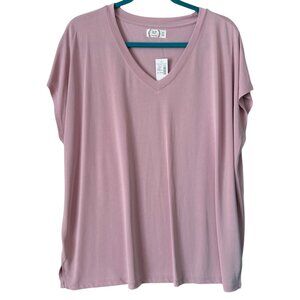 Maurices NWT Women's 24/7 Pink V-Neck Short Sleeve Tee Size XXL